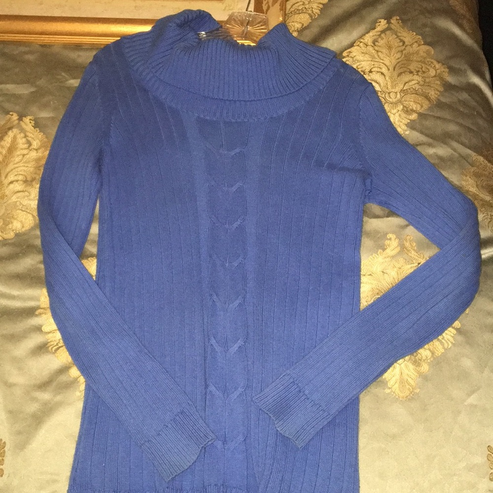 Kim Rogers Blue cowl neck sweater